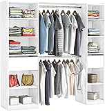 habeig Begehbarer Kleiderschrank #5077 in der Breite verstellbar und offen Garderobe Schrank Regal 2X Schublade Schlafzimmer (Reinweiß) (Weiss)