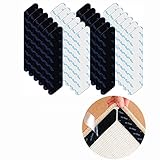 24Stück Teppichgreifer,doppelseitige Anti-Curling-Teppichgreiferunterlage,waschbarer und wiederverwendbarer rutschfester Teppichgriff für Holz-,Fliesen-,Marmor-,Laminat- und Linoleumböden(Weiß Schwarz