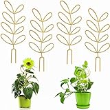 LIZHOUMIL 4 Stück kleines Metallgitter für Topfpflanzen im Innenbereich, Garten-Rankgitter für Kletterpflanzen, Blattform, Eisentopfspalier, 30,5 cm, Rankenpflanzenstützstab für Hoya, Pothos, Monstera