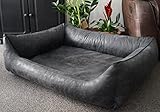 Orthopädisches Hundesofa Hundebett Schlafplatz Wildlederoptik Ortopedico mit Viscoschaum Matratze (100 cm X 75 cm, anthrazit)