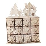 LIFKOME 1 Stück Box Herz Weihnachtskalender Weihnachtsholzkalender Weihnachten Holzkalender Weihnachtsornament Holzaufbewahrungskoffer Kalendermusteretui Aufbewahrungsbox Schmuck