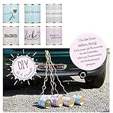 Bada Bing 6er Set DIY Aufkleber Hochzeitsdosen Verschiedene Sprüche Sticker für Hochzeitsspiel Dosenwerfen Tischdeko Anhänger für Auto Brautwagen Hochzeit Geschenk 00