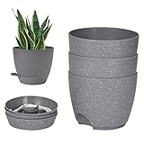 Kunststoff-Blumentöpfe für den Innenbereich, 3 Stück, 16,5 cm, selbstwässernder Übertopf mit Ablaufloch, Untertassen, saugfähigem Seil und Bewässerungslippe für Zimmerpflanzen