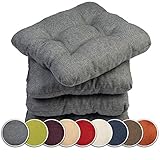 Sunnypillow 4er Set Stuhlkissen 45x45 cm Bequeme 8cm Polsterauflage Auflage für Stühle / Bänke in Haus und Garten Sitzkissen Sitzauflage Gartenkissen viele Farben zur Auswahl Grau