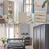 QMM Traum Moebel Babyzimmer Kinderzimmer komplett Spring Set B Schrank Kommode Bett Regal weiß grau (Grau)