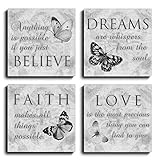 BuukStore® Poster Set - 4 stilvolle Motivations Bilder 30x30 | Leinwandbilder | GERAHMT AUSHÄNGEFERTIG | Bilder Set I Kunstdruck modern für Wohnzimmer&Schlafzimmer I Wand Deko I schwarz weiß grau