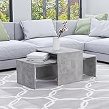 BULANED Couchtisch-Set, Wohnzimmertisch, Wohnzimmer Tisch Für Couch, Coffee Table, Beistelltisch, Sofatisch, Betongrau 100x48x40 cm Spanplatte