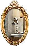 Schminkspiegel Ovaler Badezimmer-Wandspiegel, handgefertigter Hängespiegel, explosionsgeschützter europäischer Retro-Stil, einfache und Elegante Wandkosmetikspiegel (Farbe: Gold, Größe: 42 x