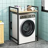 Waschmaschinen-Aufbewahrungsrahmen für über der Toilette, Badezimmer-Turmregal, lackiertes Holzregal, verdickter Kohlenstoffstahlrahmen, Waschmaschinenregal/weiß (schwarz) (schwarz)