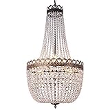 Wellmet Kristallleuchter Kristall Kronleuchter Vintage 9-Licht Ø50cm Kristall Pendelleuchte Esstisch Korb Lüster Wohnzimmer Modern Glas Hängeleuchte Treppenhaus Landhaus Lampe Hängend Deckenleuchte xL