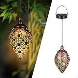 Solarlaterne für außen, Görvitor LED Solar Laterne Hängend, Deko Metall Solarlampe Garten Laterne für Aussen Garten Balkon Patio Weihnachten