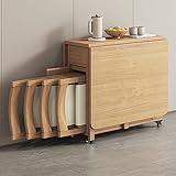 oiakus Esstisch-Set, Massivholz-Klapptisch, Drop-Leaf-Tisch mit 4 Stühlen, ausziehbarer Esstisch für Küche, Esszimmer, Wohnzimmer, Restaurant, 1,4 m, Beige