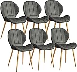 Esszimmerstühle aus PU-Leder, 6er-Set mit Stuhlbeinen aus Metall für Lounge-Wohnzimmer-Eckstühle (Farbe: Grau, Größe: Goldene Beine)