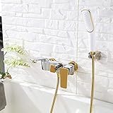 OZZKI Badewanne/Wanne/Dusche Mischbatterie Badezimmer Badewannenarmaturen mit Duschaufsatz Mischer Wandmontage Dusche Badewannenarmatur Badezimmerarmatur Mischer-Chrom-B Happy House
