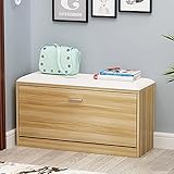 Moderne Eingangsbank Schuhregal Bank mit Verstecktem Stauraum,Ledergepolsterte Schuhbank Sitz Schuhschrank Schuhaufbewahrung Organizer-C 80x30x42cm(31x12x17inch)