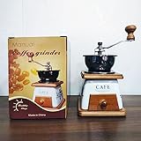 Manuelle Kaffeemühle, Einstellbare Grobheit Kaffeemühle Mühle, Holz & Keramik Kaffeebohnenmühle, Vintage Antik Handkurbelmühle, Handheld Kaffeemühle Maker für Küche Camping (Weiß)