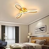 LED Deckenleuchte Modern Design Deckenlampen Kreative Deckenlampe Dimmbar Wohnzimmerlampe mit FernbedienungInnen Decken Beleuchtung für Wohnzimmer Esszimmer Küche Kinderzimmer Büro (Gold, A-60cm)