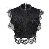 WLHBF Volant Bluse Damen Weißes/schwarzes, ärmelloses Crop-Top mit Häkelspitze und Rundhalsausschnitt für Damen Top Damen Elegant