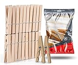 80x Klammern aus echtem Holz - Klammer groß Wäscheklammer Holzklammern - Holzwäscheklammern & Wäscheaufhängen