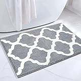 Pauwer 60 x 90 cm Badematte & Badteppiche Mikrofaser Weich Saugfähig Badvorleger rutschfest Waschbar Badezimmerteppich Hochflor Duschvorleger für Wohnzimmer Schlafzimmer, Hellgrau