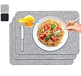 ZAH Filz Untersetzer, Tischsets abwaschbar grau,3er Set-44 * 32 cm, Tischmatte, Tisch Platzset,Tischunterlage Esstisch, Esstisch Deko,Tischdeckchen, Tischdecke grau, (Hellgrau)