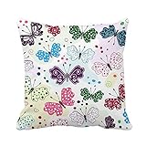 Kissenbezug, blau, abstrakt, weiß, bunte Schmetterlinge und Punkte, grauer Schmetterling, 45,7 x 45,7 cm, Kissenbezug, dekorativer quadratischer Kissenbezug