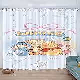 UNAGRI Verdunkelungsvorhang-Set Für Schlafzimmer 3D-Druck Winnie The Pooh Gardinen Vorhänge Für Kinderzimmer Schiebegardine Blickdicht 2Er Set Für Wohnzimmer (1,183×160BxH (91.5×160cm×2))