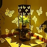 Solarlaterne für Außen, 32' Hohe Vintage Metall Solar Laterne Schmetterlingslichter, IP65 Wasserdicht Lichter Dekorative Gartenleuchten, Garten Weglichter Solarlampen, 2 Etagen Blumenstand für Rasen