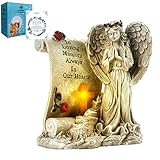 Malister Trauergeschenke – Gartenengel, Statue, Trauergeschenk mit Solar-LED-Licht, Gedenkgeschenke, in Erinnerung an geliebte Menschen, Friedhofs-Grabschmuck, Beileidsgeschenke, Engel