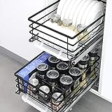 GRFIT Ausziehbarer Schrank-Organizer mit 2 Ebenen für kleine Küchenschränke, Geschirrkorb aus Edelstahldraht, herausziehbare Schrankschublade unter der Spüle, Schrank mit herausziehbarer Abflussw