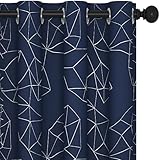 Deconovo gardinen Verdunkelung für Schlafzimmer Kälteschutz Thermovorhänge Thermo Vorhänge mit Ösen Abdunkelnd Vorhänge, 245x140 cm(HöhexBreite), Diamant Dunkelblau, 2er Set