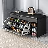 Schuhbank mit Kissen, Schuhbank aus Holz im Eingangsbereich, moderner Schuhschrank, Schuhorganisator, Schuhregalbank mit versteckten Aufbewahrungsmöbeln, 100/80/60 * 30 * 51CM,D,80 * 30 * 51