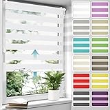 Allesin Doppelrollo schnurlos Klemmfix ohne Bohren Duo Rollos für Fenster & Tür, 75x120cm (BxH) Weiß, Drücken Und Ziehen Springrollos Klemmrollo ohne Schnur lichtdurchlässig & Blickdicht