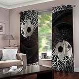 SFALHX Vorhang Schlafzimmer Fußball Gardine Blickdicht Thermo Vorhang Kinderzimmer Gardinen Junge Mädchen Ösenvorhang 2 Stücke/B117 x H138cm