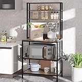 Dripex Küchenregal, 5 Etagen Standregal mit 10 S-Haken, Bäckerregal Freistehend Vintage, Mikrowellenregal, Gewürzregal, Organizer für Töpfe und Pfannen, 70x40x165cm, Rustikales Braun