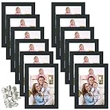 Giftgarden Bilderrahmen 10x15 cm Schwarz 12er Set Glas Hochzeit Fotorahmen mehrere Bilder Geschenk Freund