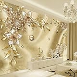 Fototapete Tapete Goldener Blumen-Schmuck-Damaskus-Muster im europäischen Stil Moderne Wandtapete 3D Wandbilder Tapeten Wohnzimmer Schlafzimmer Wand Dekoration 250x175cm Tongshunj2416