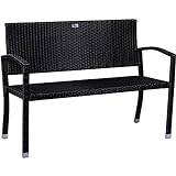 STILISTA 2-Sitzer Gartenbank aus UV-beständigem Polyrattan-Geflecht 122 x 52 x 89 cm, schwarz