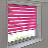 Sonnenschutz-HH - Doppelrollo Klemmfix ohne Bohren Vario Seitenzug Duorollo AUSSENMAß Breite 55 x 110 cm Höhe - rosa/pink