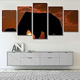 ALpgen Leinwanddrucke 5 Stück Wandkunst Wunderschöne Detail-Natur-Silhouette 5 Teilig Leinwand Wanddeko Poster Gedruckt Gemälde Deko Wohnzimmer Wohnkultur Feiertagsgeschenk - Rahmenlos 150 * 80cm