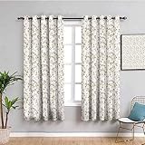 SPADEACES Verdunklungsvorhänge Mit Ösen 3D Weiße Blumenkunst Druck Vorhang Blickdicht Fensterdekoration Schlafzimmer Wohnzimmer Kinderzimmer, Schallschutz Thermogardine, Ösenschal 2Er Set 220X214Cm