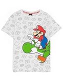 Nintendo Super Mario und Yoshi Boy's Kinder Grau Charakter T-Shirt Top 9-10 Jahre