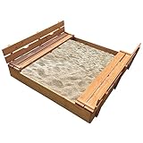 NYVI Kinder Sandkasten NYVIKids Plaza S 97x106 cm - Sandkasten mit Sitzbank & integriertem Deckel - Sandbox aus Holz Wetterfest, Langlebig - Sandkiste mit Sitzbänken - Kindersandkasten