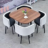 IWQHQXR Esstisch Set, Runder Büro-Konferenz-Empfangstisch, Esszimmertisch, Couchtisch, Beistelltisch for Küchen, Empfangsräume, Cafés (Farbe: Weiß) (Color : Walnut+White)