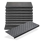 BigDean 10er Set Stufenmatten aus Gummi - 65x25cm - Treppenstufen Matten für Außen Outdoor - Antirutschmatten Treppe Anti-Rutsch Gummimatten - Made in EU