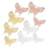 Garneck 36 Stück Dreidimensionale Schmetterlingsbauernhaus-Wanddekoration 3D-Schmetterlingsdekoration 3D-Hängebannerskulpturen Heimdekoration Goldenes Dekor Goldene