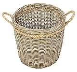 Rattankorb 'Koboo-Grey', Grauschattierung, aufwändig und stabil geflochten, Farbabweichungen möglich, Naturprodukt, Beschaffenheit der Oberfläche kann Unterschiede aufweisen, seitliche Griffe aus Holz