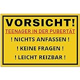 Vorsicht Teenager Schild (30 x 20 cm) - Lustiges Geschenk für Teenager zur Jugendweihe oder zum Geburtstag -Türschild als Teenager Zimmer Deko - Für Jungen und Mädchen