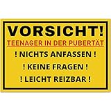 Vorsicht Teenager Schild (30 x 20 cm) - Lustiges Geschenk für Teenager zur Jugendweihe oder zum Geburtstag -Türschild als Teenager Zimmer Deko - Für Jungen und Mädchen