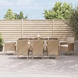 Festnight Sitzgruppe Rattan Garten 8 Personen,Essgruppe Outdoor 8 Personen,Polyrattan Essgruppe 8 Stühle Und EIN Tisch,mit Kissen Beige,Rattan Gartenmöbel Set Wetterfest (190 cm Tischlänge)